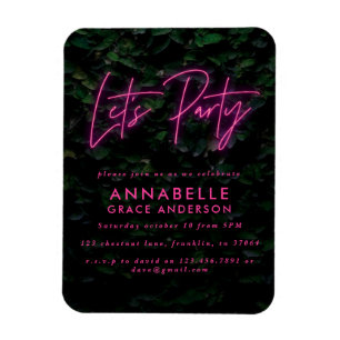 Modern pink neon foliage lets party contemporary   magnet
