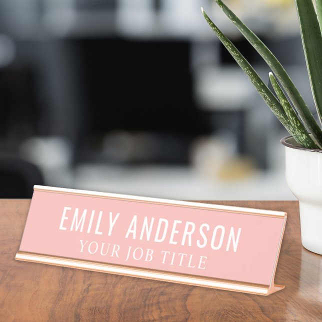 Modern Pink Office Employee Desk Name Plate (Creator Uploaded)