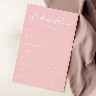 Modern Pink Oh Baby Simple Baby Shower Advice Card