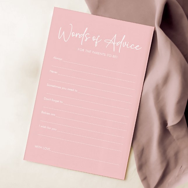 Modern Pink Oh Baby Simple Baby Shower Advice Card (Creator Uploaded)