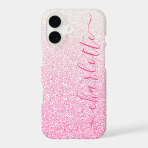 Modern Pink Ombre Glitter Girly Chic Personalised