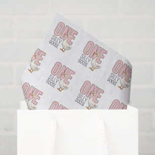 Modern Pink One Silly Goose First Birthday Tissue Paper