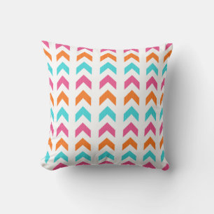 Modern Pink, Orange, Aqua Geometric Arrow Pattern Cushion