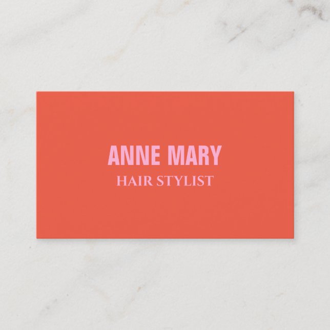 Modern Pink Orange Colourful Hair Stylist Salon Business Card (Front)