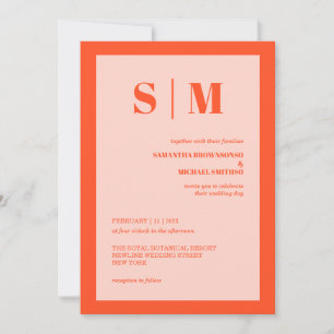 Modern pink orange Earth Tone Wedding Invitation