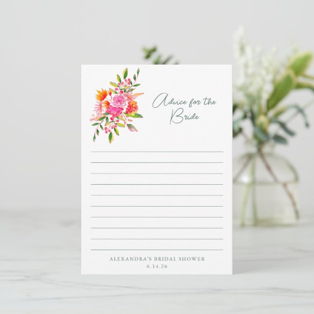 Modern Pink Orange Floral Advice for the Bride (Standing Front)