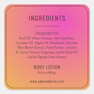 Modern Pink Orange Ingredient List Product Label