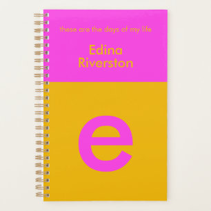 Modern Pink Orange Monogram Initial Planner