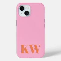 Modern Pink Orange Monogram Initials Personalised