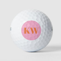 Modern Pink Orange Monogram Initials Personalised