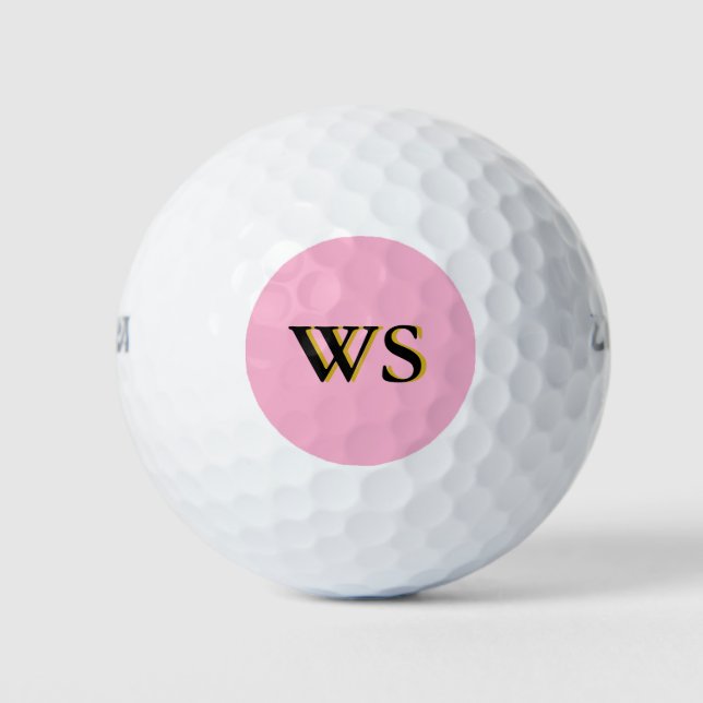 Modern Pink Orange Monogram Initials Personalised  Golf Balls (Front)