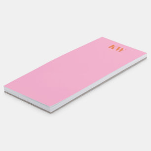 Modern Pink Orange Monogram Initials Personalised Magnetic Notepad