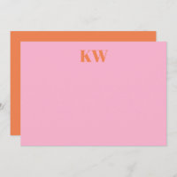 Modern Pink Orange Monogram Initials Personalised