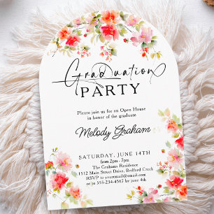 Modern Pink Orange Photo Graduation Arch Invitation