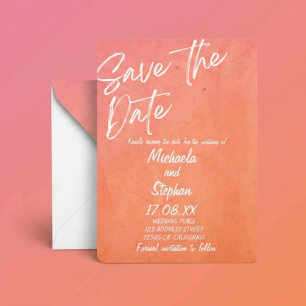 Modern Pink & Orange Sunset Wedding Invitation