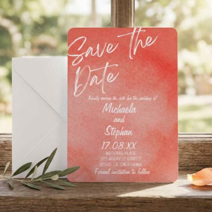 Modern Pink & Orange Sunset Wedding Invitation