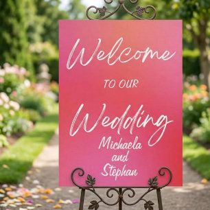 Modern Pink & Orange Sunset Wedding Invitation