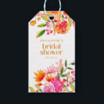 Modern Pink Orange Watercolor Flower Bridal Shower Gift Tags<br><div class="desc">These colourful gift tags feature a bright pink and orange watercolor floral design personalised for a bridal shower.</div>
