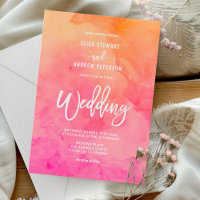 Modern pink orange watercolor summer wedding