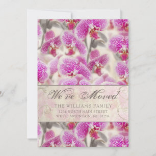 Modern Pink Orchid Floral Moving Announcement