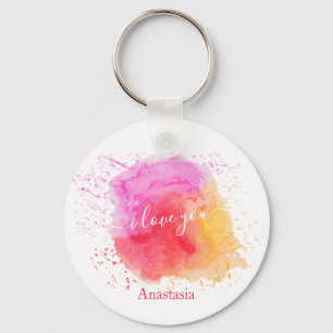 Modern Pink Paint   Key Ring