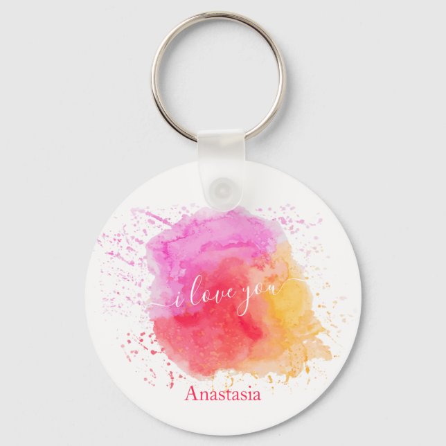 Modern Pink Paint   Key Ring (Front)