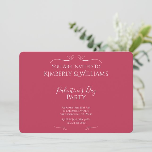Modern Pink Palentine's Day Party Invitation (Standing Front)
