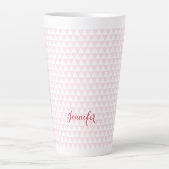 Modern Pink Pattern Elegant Stylish Monogrammed Latte Mug (Front)