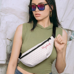 Modern Pink Pattern Monogrammed Waist Crossbody Bum Bags