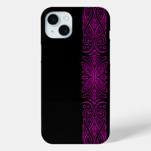 Modern Pink Pattern on Black iPhone 15 Plus Case