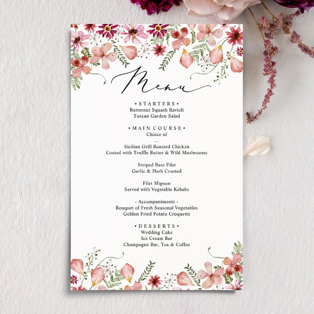 Modern Pink Peach Floral Wedding Menus (Creator Uploaded)