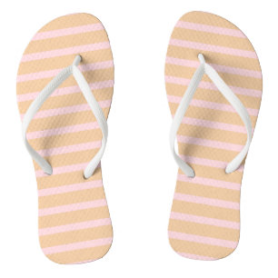 Modern Pink Peach Taffy Striped Flip Flops
