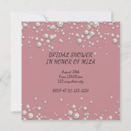 Modern pink pearls bridal shower invitation 