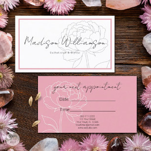 Modern Pink Peony Floral Spa Stylist Therapist Appointment Card