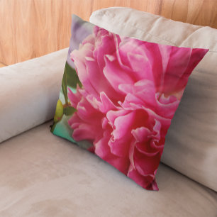 Modern Pink Peony Flower Photography Cushion