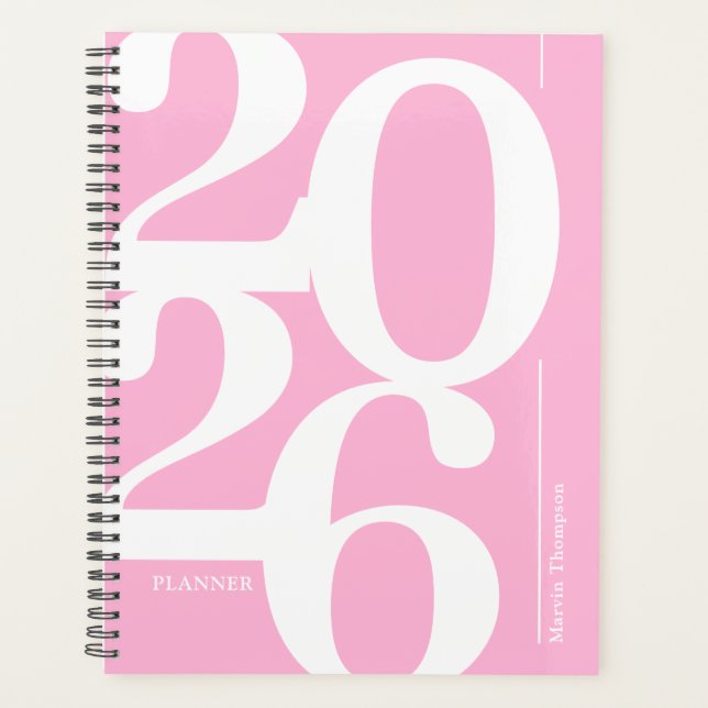 Modern Pink Personalised 2027 Planner (Front)