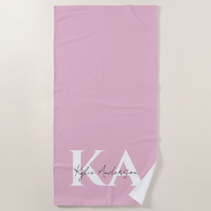 Modern Pink Personalised Monogram Name - Beach Towel