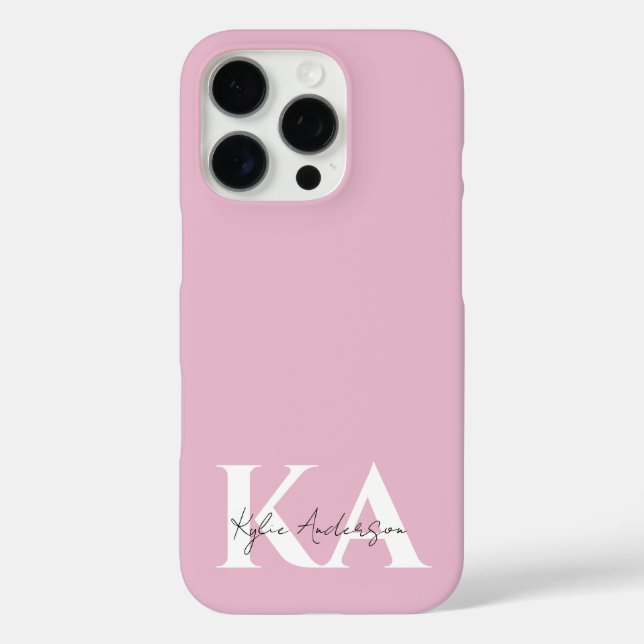 Modern Pink Personalised Monogram Name -  Case-Mate iPhone Case (Back)