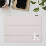 Modern Pink Personalised Monogram Name iPad Pro Cover<br><div class="desc">Custom-designed iPad cover featuring modern hand script monogram with custom initial and name.</div>