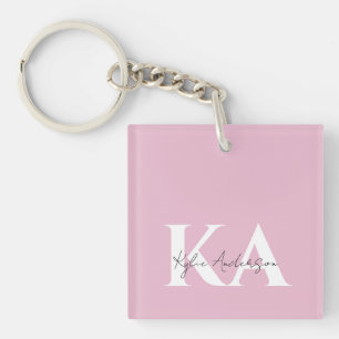 Modern Pink Personalised Monogram Name -  Key Ring