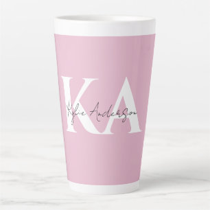 Modern Pink Personalised Monogram Name - Latte Mug
