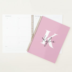 Modern Pink Personalised Monogram Name - Planner