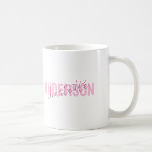 Modern Pink Personalised Name Monogram Coffee Mug
