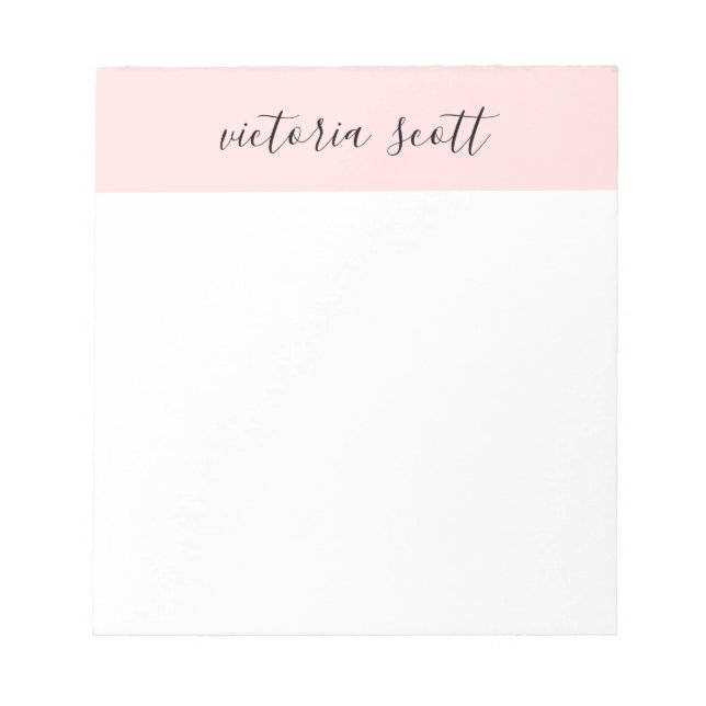 Modern Pink Personalised Name Notepad (Front)