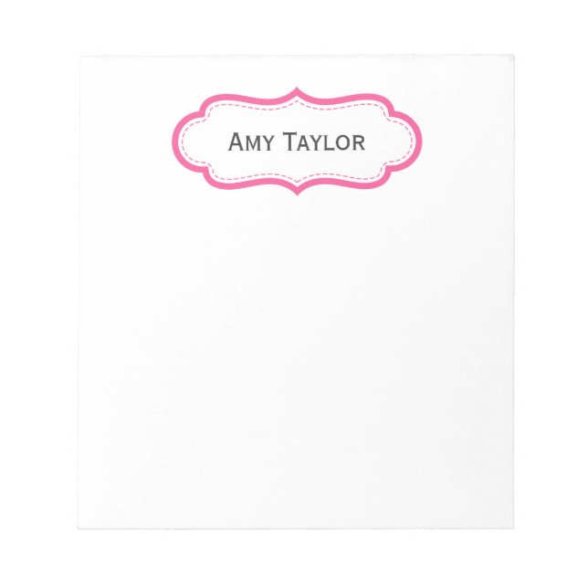 Modern Pink Personalised Notepad (Front)