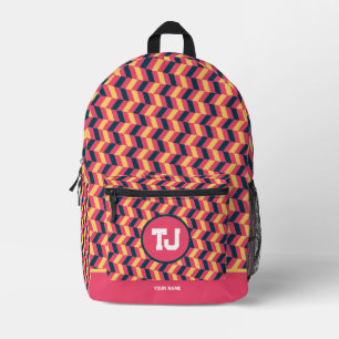 Modern Pink Personalised School Printed Backpack