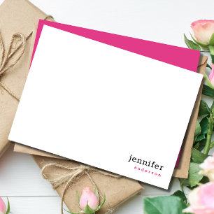 Modern Pink Personalised Stationery Card