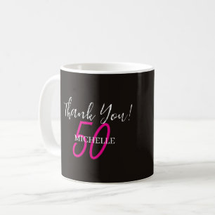 Modern Pink Personalised Thank You Birthday Coffee Mug