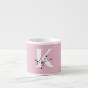 Modern Pink Personalized Monogram Name -  Espresso Cup