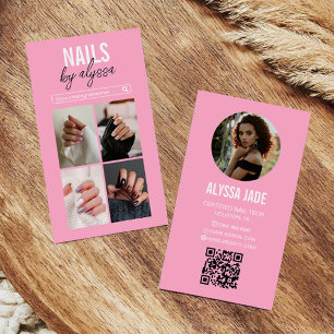 Modern Pink Photo Collage Instagram IG Business Card